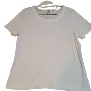 Kate Park Womens T-ShirtWhite Size PL 100% Cotton Short Sleeve Pullover